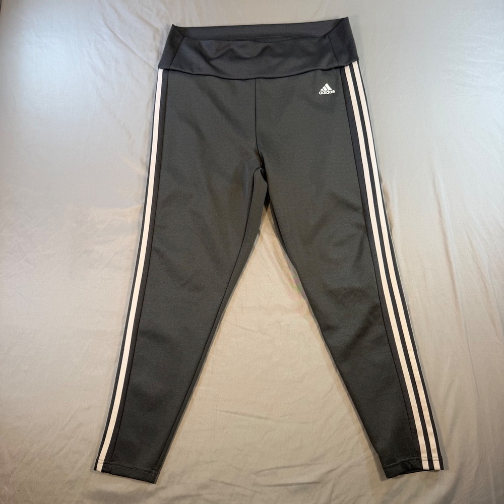 Adidas Aeroready Gray 3-Stripe High Waisted Leggings Womens XL Athletic Pants